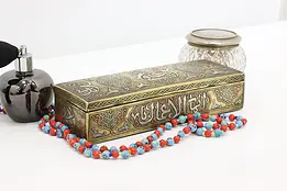 Syrian Mamluk Revival Antique Brass Copper & Silver Box #47834