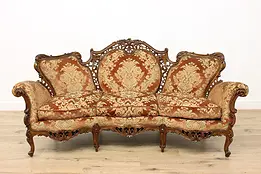 Italian Rococo Design Vintage Carved Walnut Sofa or Couch #48136