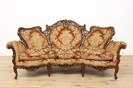 Italian Rococo Design Vintage Carved Walnut Sofa or Couch #48136