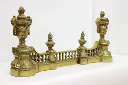 Classical Brass 3 Pc Fireplace Hearth Fender & Chenets Set #47390
