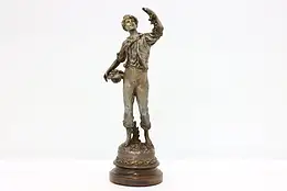 Picking Cherries Sculpture Antique Metal Statue Rousseau #47886