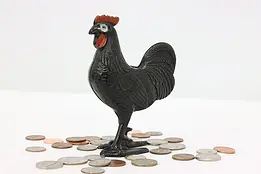 Farmhouse Vintage Cast Iron Rooster Sculpture Coin Bank  #46753