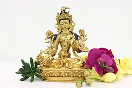 Hindu Buddhist Goddess Tara Vintage Gilt Bronze Sculpture #47753