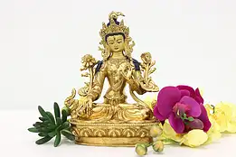 Hindu Buddhist Goddess Tara Vintage Gilt Bronze Sculpture #47753