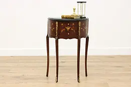 French Design Vintage Demilune Table or Nightstand, Marble #48254
