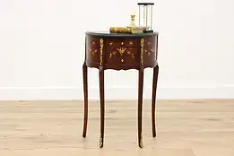 French Design Vintage Demilune Table or Nightstand, Marble #48254