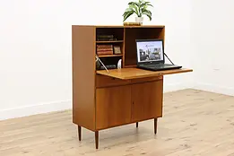 Midcentury Modern Vintage Danish Teak Bar Cabinet or Desk #48128