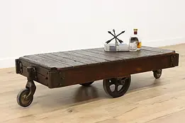Railroad Cart Salvage Antique Industrial Oak Coffee Table #48285
