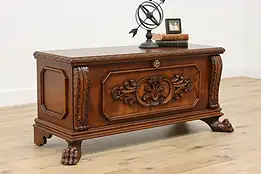 Renaissance Design Carved Trunk Chest TV Console Drop Front #47661