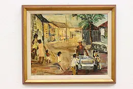 Street Vendor Vintage Original Oil Painting Zimber 24.5" #47774