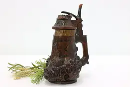 German Antique Carved Wood Folk Art Beer Stein, Rigler #44284