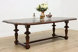 Italian Antique Walnut Salvage Harvest Dining Library Table #48282
