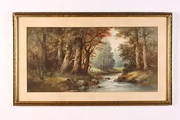 Woodland River Antique Original Watercolor, Rubens 24.5" #47767