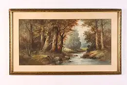 Woodland River Antique Original Watercolor, Rubens 24.5" #47767