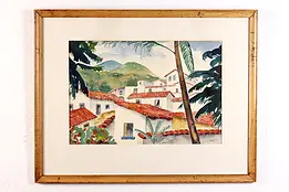 Tropical Town Vintage Original Watercolor Spongberg 27.5" #47768