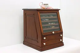 Farmhouse Antique Spool Cabinet, Jewelry or Collector Chest #47503