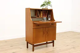 Danish Midcentury Modern Vintage Teak Drop Front Office Desk #48127