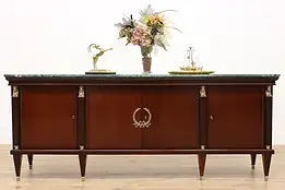 French Vintage Mahogany Sideboard Server, TV Console Marble #48252