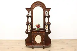 Victorian Antique Walnut, Burl Etagere Curio Display Cabinet #48250