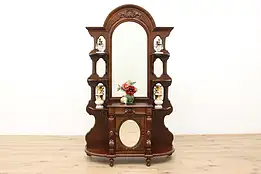 Victorian Antique Walnut, Burl Etagere Curio Display Cabinet #48250