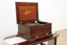 Stella Antique Carved Mahogany Swiss Music Box & Disks #48253