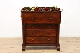 Empire Antique 1840s Flame Grain Mahogany Chest or Dresser #47989