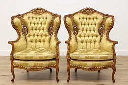 Pair of French Design Vintage Musical Wingback Chairs, Soref #48021