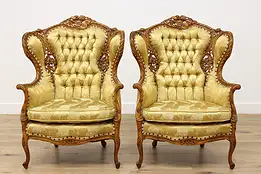 Pair of French Design Vintage Musical Wingback Chairs, Soref #48021