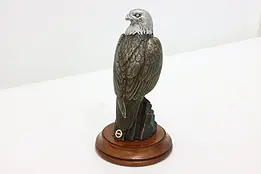 Bronze Vintage Bald Eagle Sculpture Walnut Base Don Sommer #47679