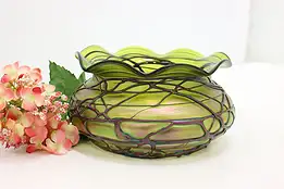 Art Nouveau Antique Blown Art Glass Flower Bowl Centerpiece #47965