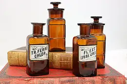 Set of 4 Antique Glass Apothecary Medicine Drug Bottles WT #46688