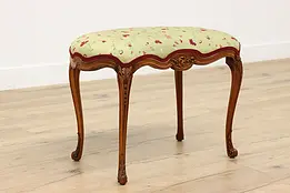 Country French Antique Carved Mahogany Stool or Bench #48114
