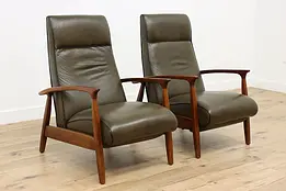 Pair Midcentury Modern Leather Recliner Chairs Motioncraft #48058