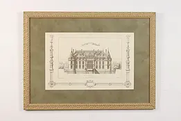Château D'Esclimont Antique 1874 Original Engraving 30.5" #48023