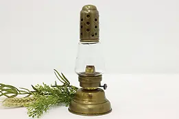 Industrial Salvage Antique Windproof Brass Oil Lamp Pat 1867 #47522