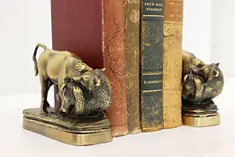 Pair of Vintage Bull & Bear Stock Market Brass Bookends #47803