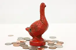 Farmhouse Iron Antique Red Goose Shoes Advertising Coin Bank #48371