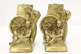 Pair of Huckleberry Finn Vintage Bronze Finish Bookends, PMC #47389