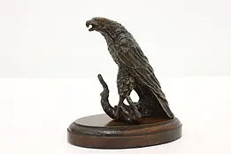 Bronze Vintage Eagle Sculpture on Mahogany Base, Shoop #48180