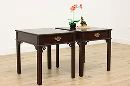 Pair of Georgian Design Vintage Mahogany End Tables, Hickory #48493