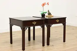 Pair of Georgian Design Vintage Mahogany End Tables, Hickory #48493