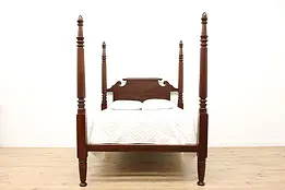 Empire Antique Carved Mahogany Poster Queen Size Bed #47988