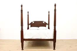 Empire Antique Carved Mahogany Poster Queen Size Bed #47988