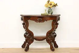 Victorian Antique Walnut Sofa Hall Console Table Hand Carved #48317