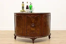 Louis XV De Gaulle Vintage Burl Demilune Console Romweber #48479