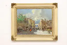 Market Scene Vintage Original Oil Painting Maresca 35" #48334