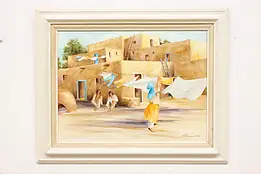 Native American Pueblo Vintage Oil Painting Smithson OPA 31" #48502