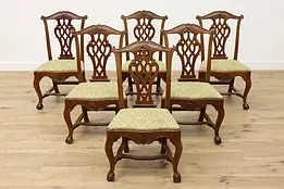Set of 6 Georgian Antique 1820 Dining Chairs New Fabric #48283