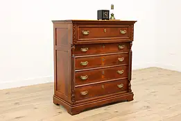 Victorian Antique Carved Birch Tall Chest or Dresser #48422