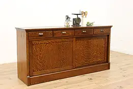 Farmhouse Antique Oak Back Bar Kitchen Counter TV Console #48583